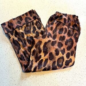Free People All Out Satin Leopard Pants, size L